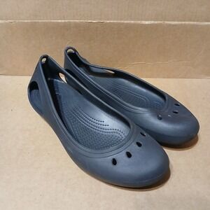Crocs Kadee Womens 11 Ballet Flats Black Slip On Comfort Shoes Waterproof Sandal